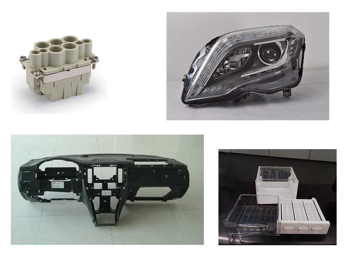 065-PC应用范围（连接器、冰箱抽屉、仪表板、车灯）